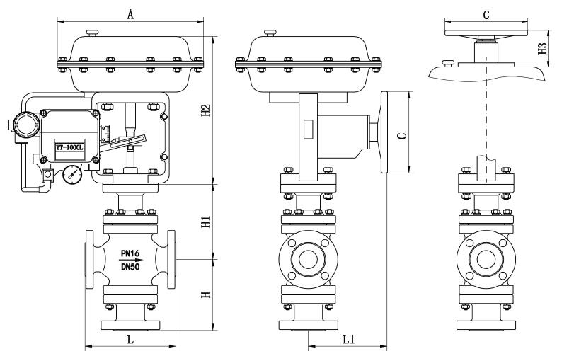 进口气动薄膜三通调节阀结构图2.jpg 进口气动薄膜三通调节阀结构图2.jpg